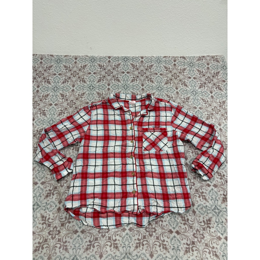 Wondershop Target Womens Red White Blue Plaid Pajama Top Button Down Large